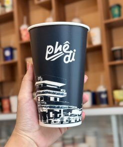 Ly giấy đựng trà sữa size M - 17.5oz~520ml in logo PHÊ ĐI